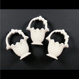 Vintage Burwood Wall Hanging Faux Milk Glass Baskets SET OF 3 Hobnail MCM C